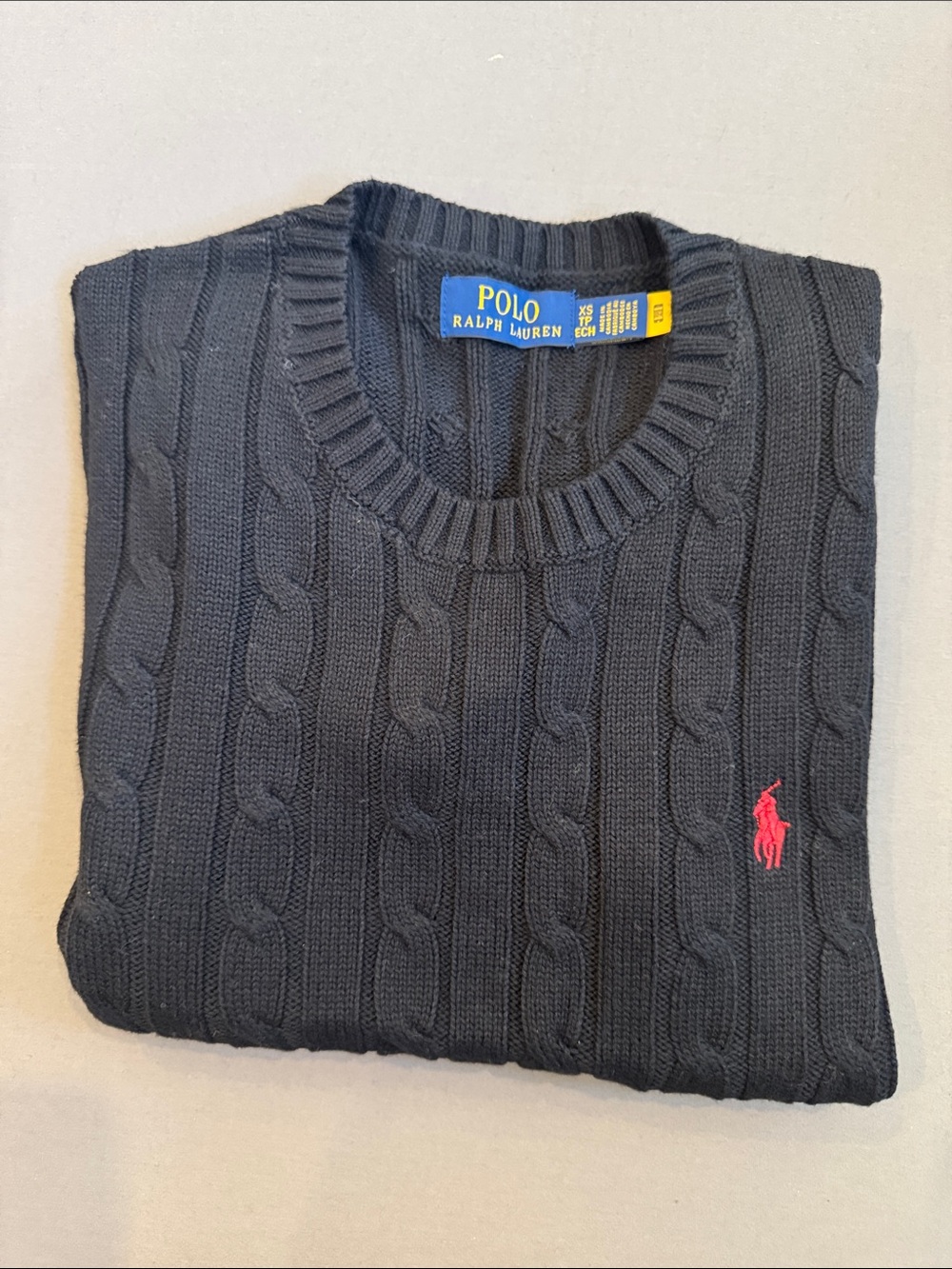Polo by Ralph Lauren Black Cable-Knit Crew with Red Pony - Picture 5 of 5